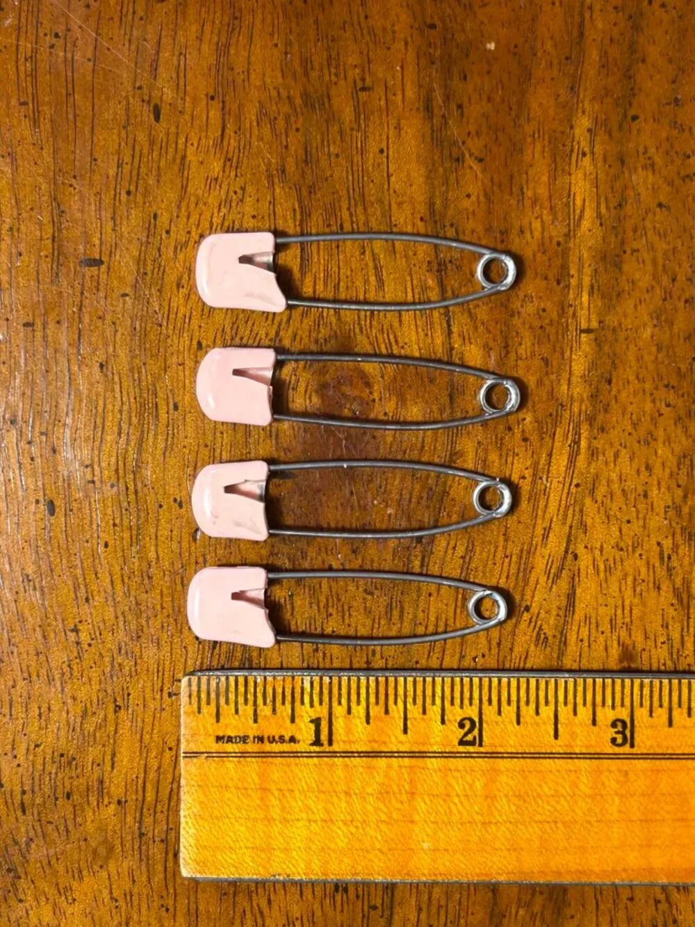 Vintage Pink Diaper Safety Pins - Set of 4